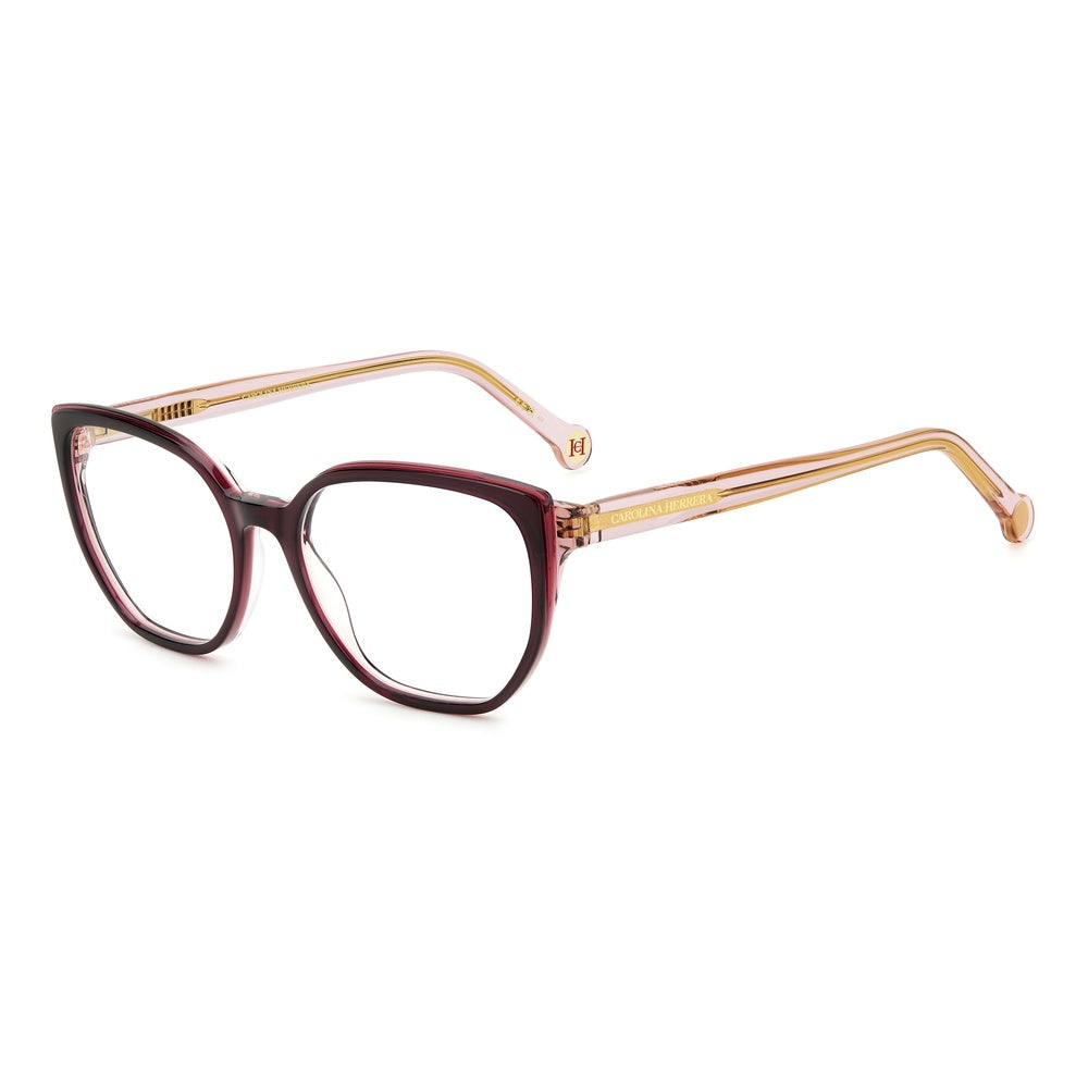 Gafas de vista Carolina Herrera femeninas, estilo rectangular, montura de acetato, color de montura rosa, color de lente transparente y calibre 52 mm - Envío 24/48 horas en España - Her 0214 0T5