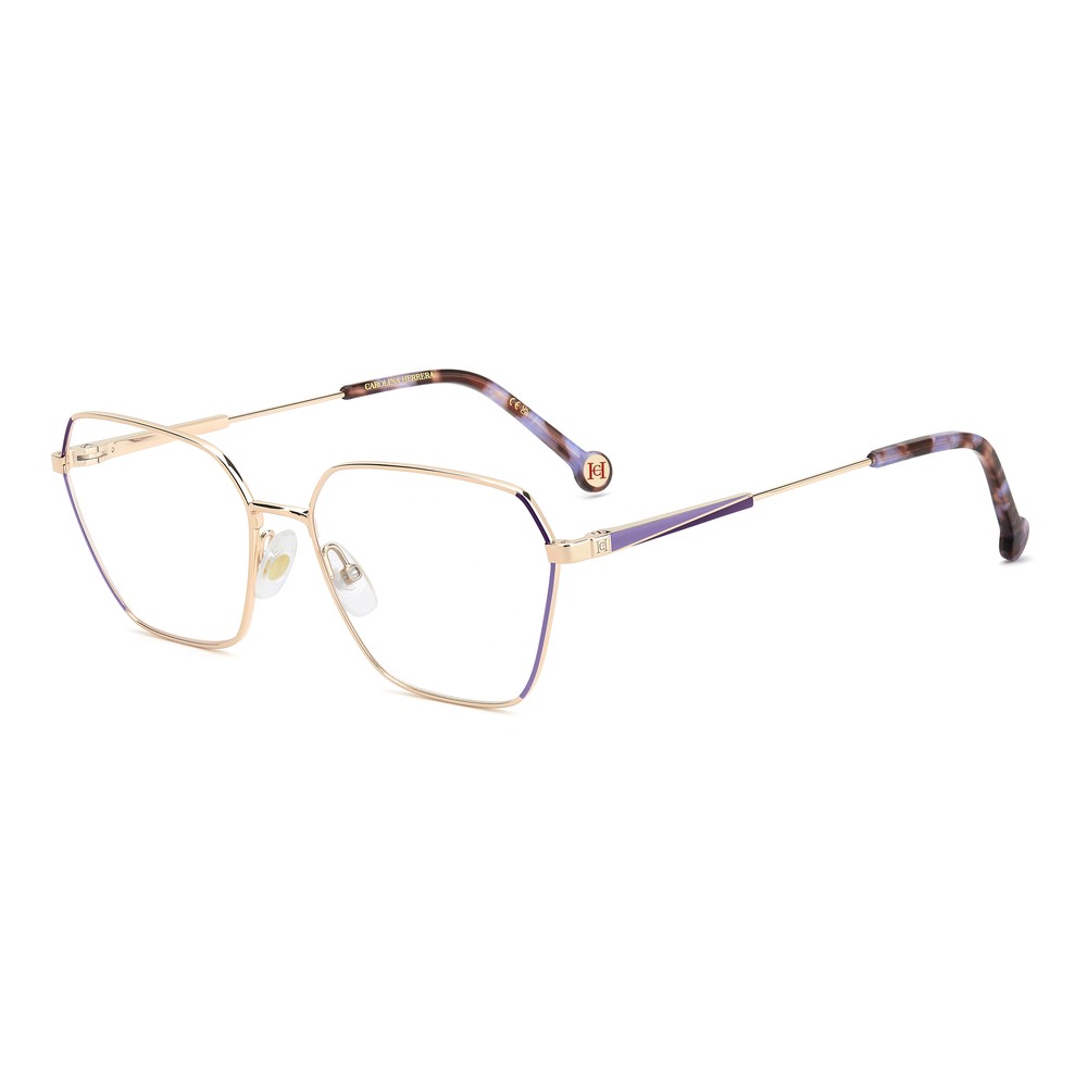 Gafas de vista Carolina Herrera femeninas, estilo rectangular, montura de metal, color de montura morado, color de lente transparente y calibre 56 mm - Envío 24/48 horas en España - Her 0338 Hzj