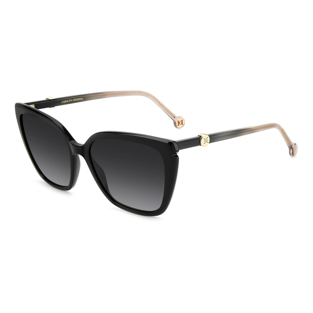 Gafas de sol Carolina Herrera femeninas, estilo ojo de gato, montura de acetato, color de montura negro, color de lente gris y calibre 56 mm - Envío 24/48 horas en España - Her 0385/S 807