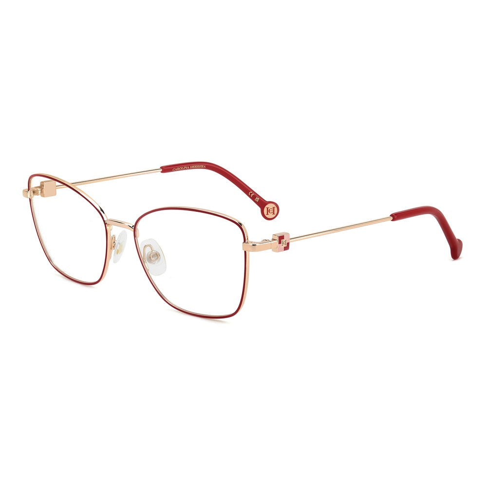 Gafas de vista Carolina Herrera femeninas, estilo rectangular, montura de metal, color de montura rojo, color de lente transparente y calibre 56 mm - Envío 24/48 horas en España - Her 0277 588