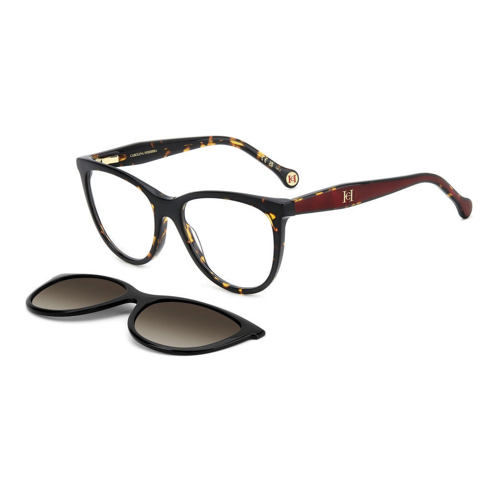 Gafas de vista Carolina Herrera femeninas, estilo ojo de gato, montura de acetato, color de montura habana, color de lente transparente y calibre 54 mm - Envío 24/48 horas en España - Her 0259/Cs 086