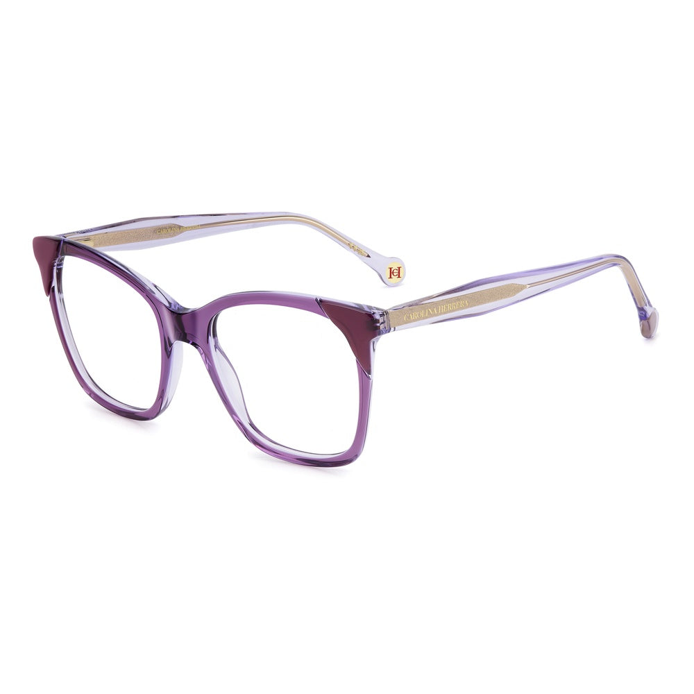 Gafas de vista Carolina Herrera femeninas, estilo rectangular, montura de acetato, color de montura morado, color de lente transparente y calibre 52 mm - Envío 24/48 horas en España - Her 0290 0T7