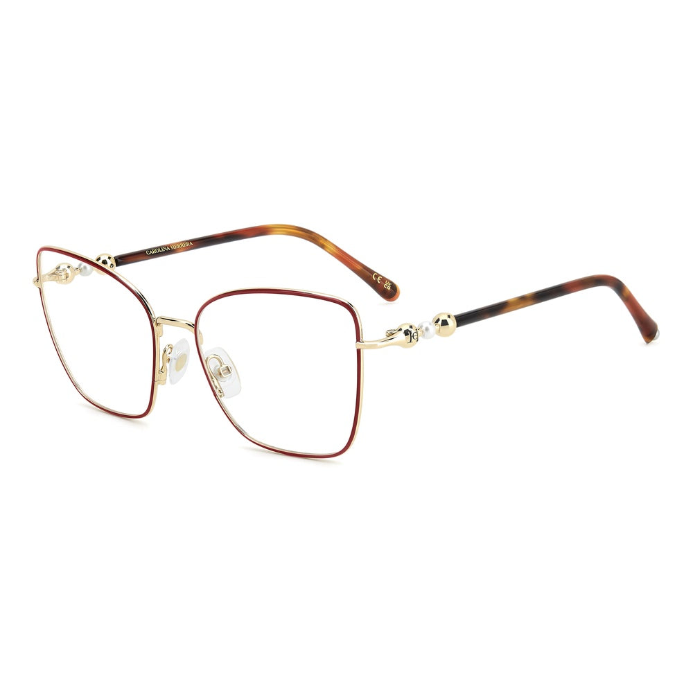Gafas de vista Carolina Herrera femeninas, estilo mariposa, montura de metal, color de montura rojo, color de lente transparente y calibre 56 mm - Envío 24/48 horas en España - Her 0321 Au2