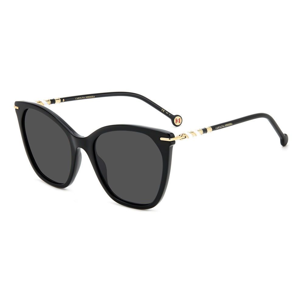 Gafas de sol Carolina Herrera femeninas, estilo rectangular, montura de acetato, color de montura negro, color de lente gris y calibre 56 mm - Envío 24/48 horas en España - Her 0091/S 807