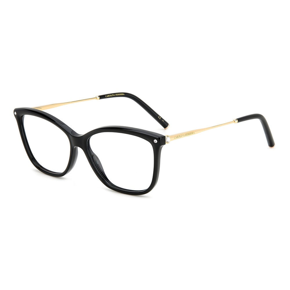 Gafas de vista Carolina Herrera femeninas, estilo rectangular, montura de acetato, color de montura negro, color de lente transparente y calibre 56 mm - Envío 24/48 horas en España - Her 0154 807