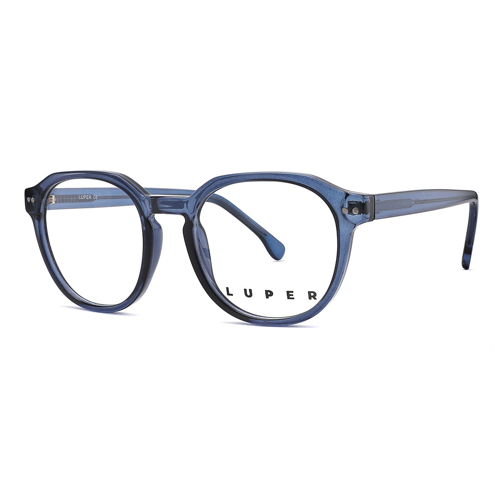 Vista lateral gafa graduada marca Luper modelo Los Antolinos color azul