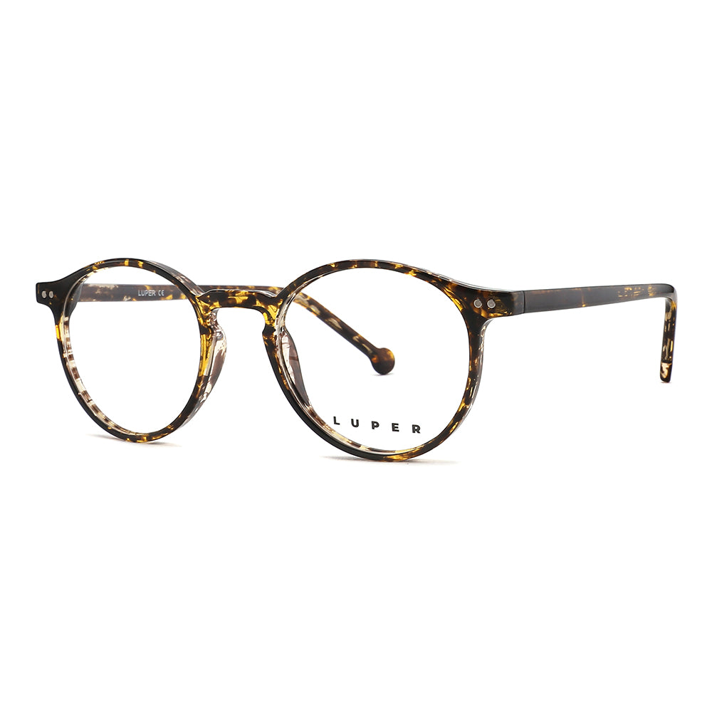Vista lateral gafa graduada marca Luper modelo Los Cuarteros color carey